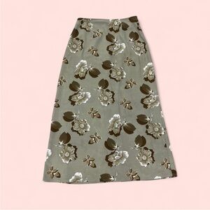 Sage Green Floral Floral Maxi Skirt